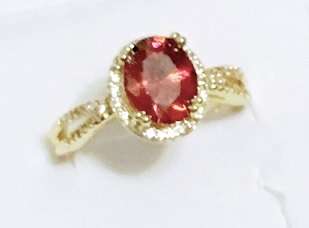 Gorgeous Hm. Red Garnet Set in 18ct Yellow Rolled Gold Imported Ring (Size 9)